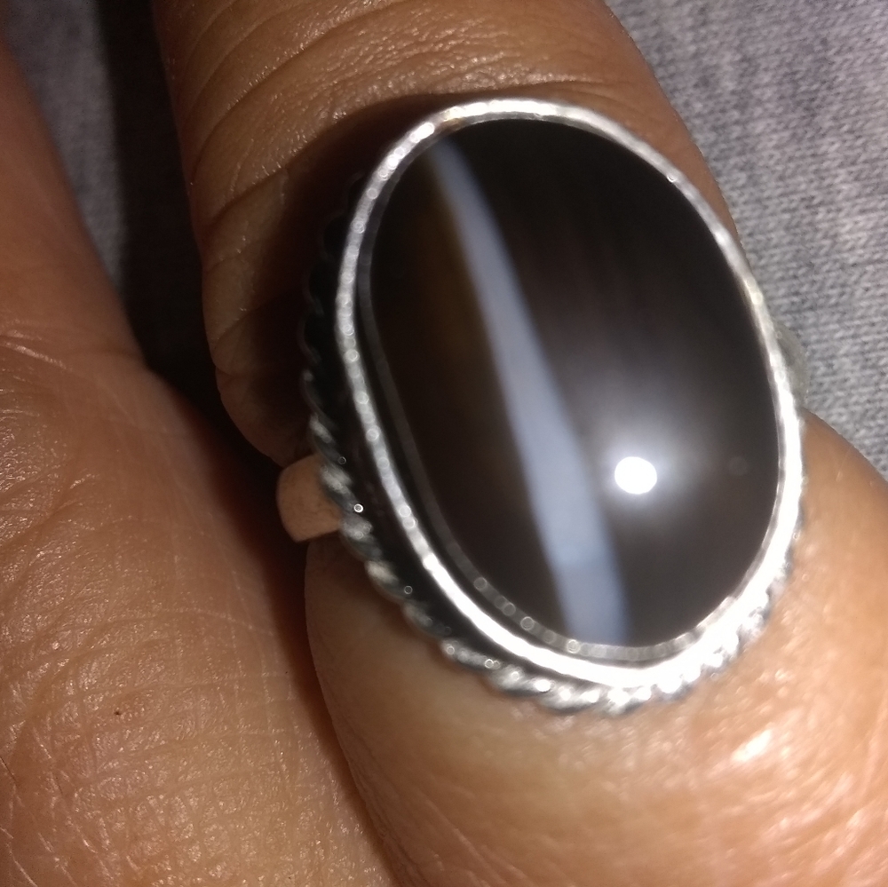 FABULOUS!/ BLACK BOTSWANA AGATE RING SZ 8.5💗